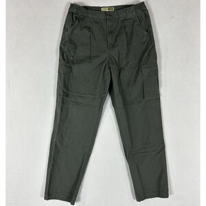 Cabelas Trail Hiker Canvas Cargo Pants Men's 40x34 Olive Green Chino High Rise